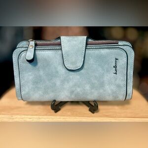 Baellerry Genuine Cowhide Suede Cornflower Blue Bifold Wallet NWOT!​​​
